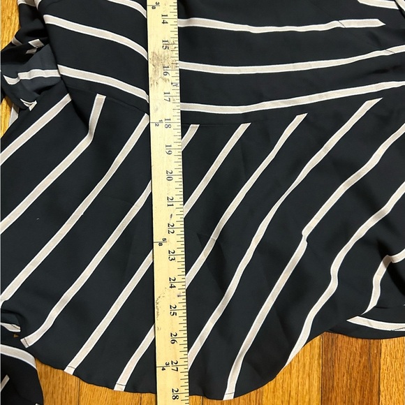 Ann Taylor LOFT Striped Wrap Blouse Office Career Party Size 16  Black Color - Picture 9 of 9